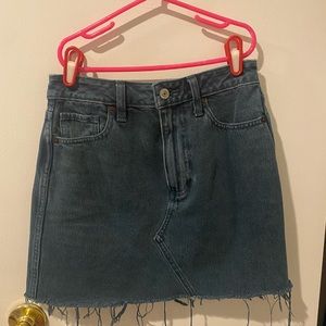 Green denim mini skirt